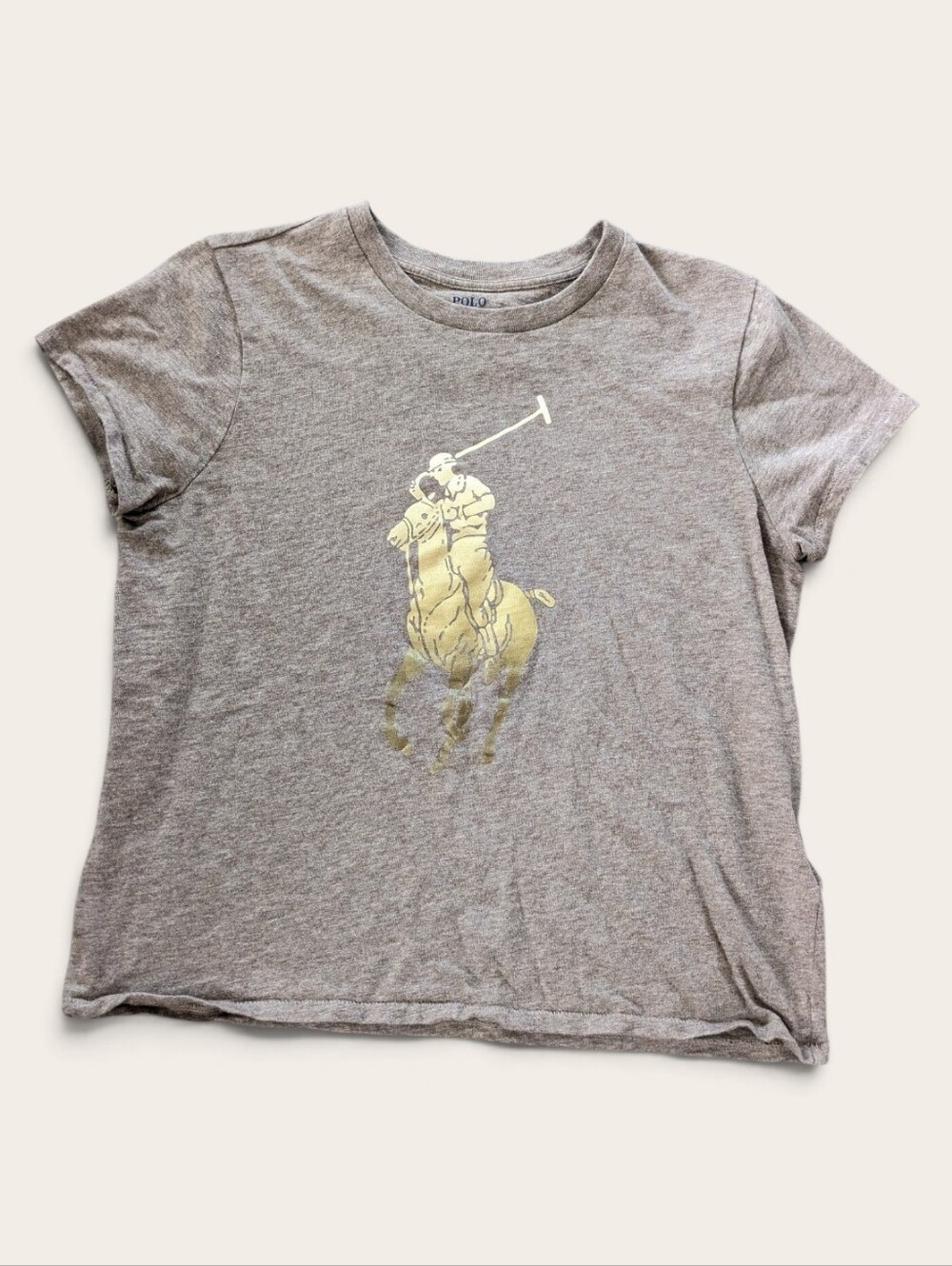 Polo Ralph Lauren Gold Big Pony T-Shirt Beige Heather Crew Neck Tee
